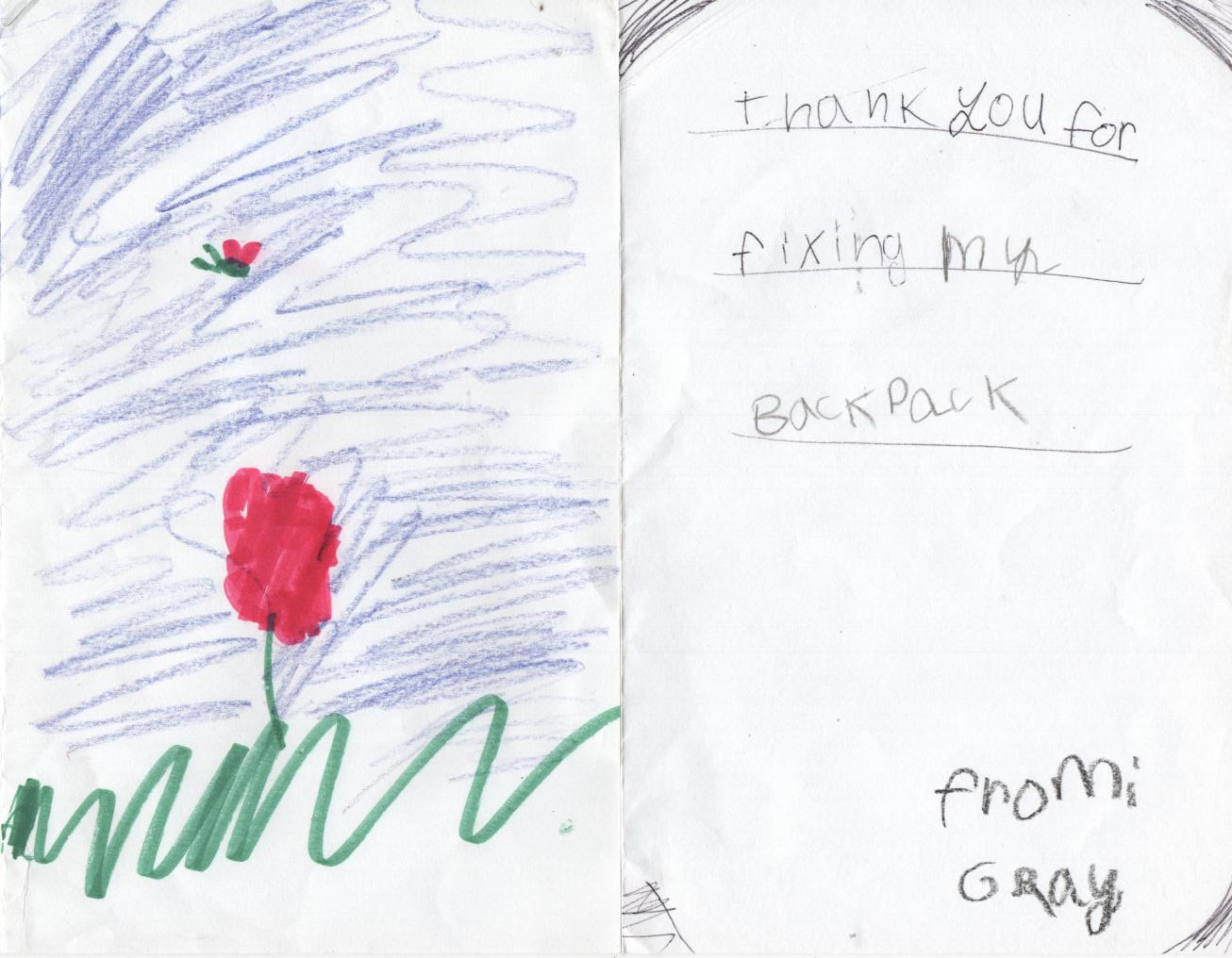 thank you for fixing my backpack